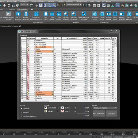 OCTADESIGN Stücklistenmodul